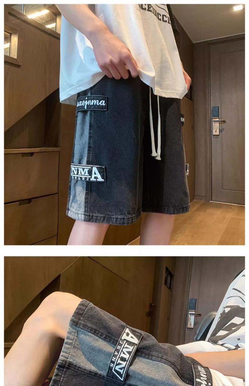 Product Introduction of 2025 [1044 People Collected] Men's Summer Thin American Style Cargo Five-Point Denim Shorts Men's Pants Ins Trend Versatile Loose Straight-Leg 23
