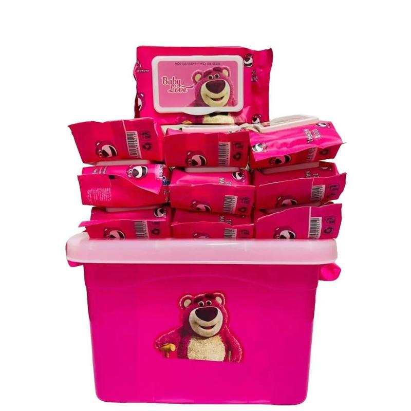 Thùng 10 Gói Khăn Ướt Gấu Dâu 250g (Khăn nhỏ 50tờ/gói) An Toàn Tiện Lợi Cho Bé tặng kèm Thùng