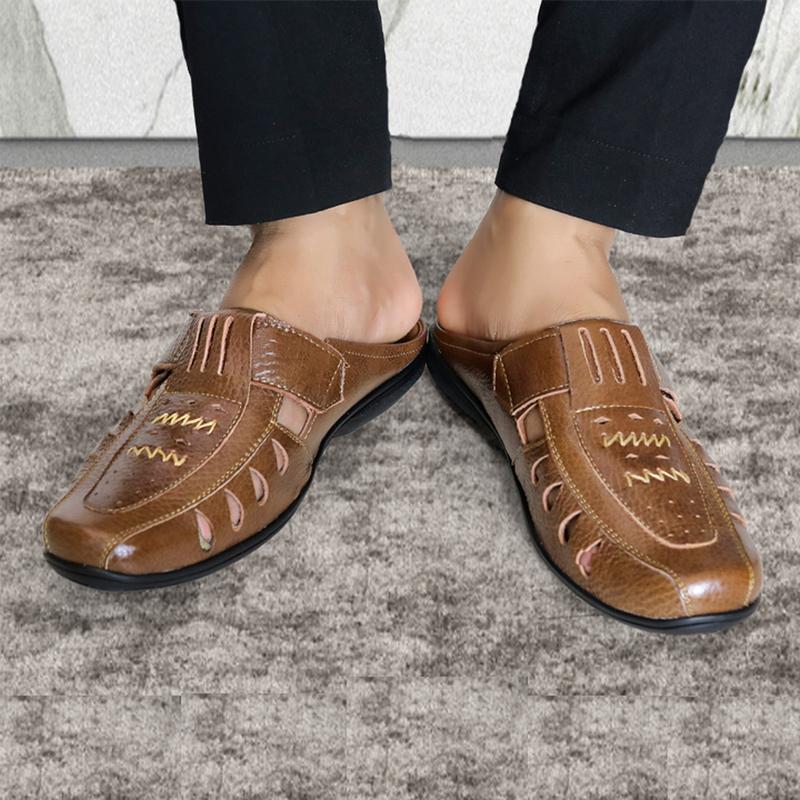 Giày sục nam Mùa hè đục lỗ thoáng khí Da Bò Trường Hải có 3 màu SN136 DéP Nhung