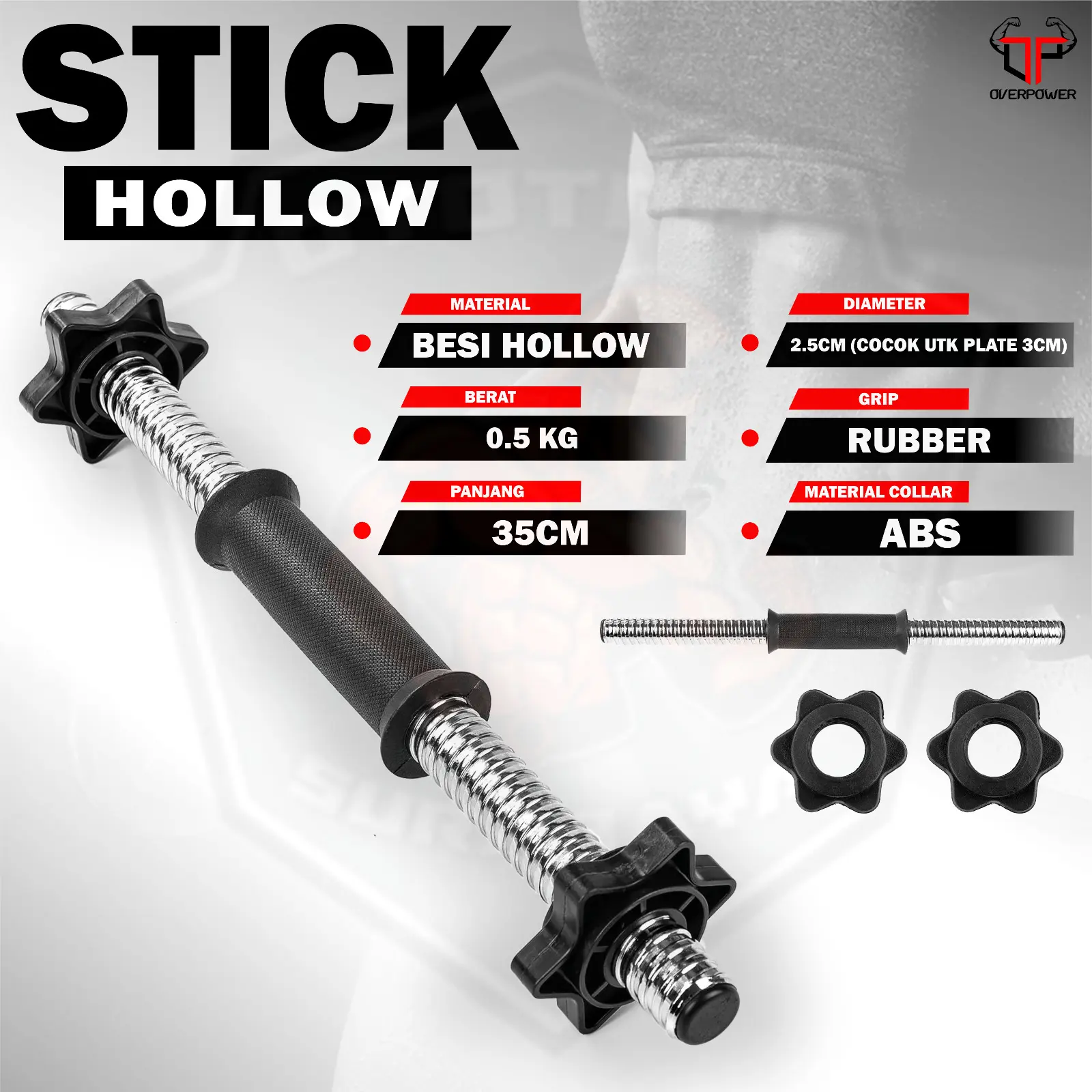 STICK DUMBELL |DUMBEL CHROME BAR |PANJANG 35CM |BARBELL |Gym |Fitness