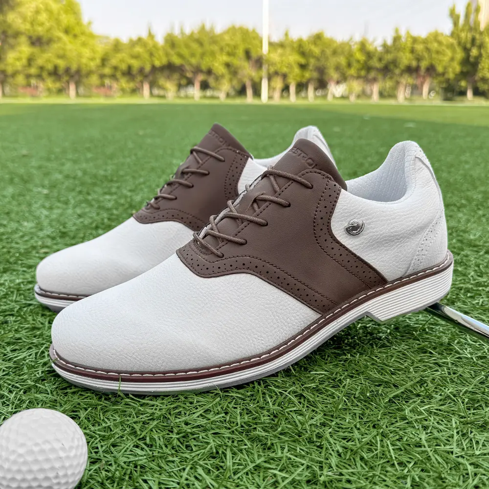 men Casual Brogue Golf Sport Shoes White Luxury Outside Grass Walking Sneakers Flats Golfing Shoes