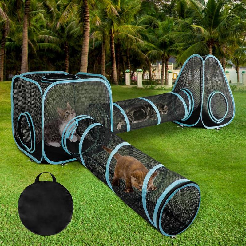 9.45FT Outdoor Enclosures Portable Kitty Playhouse, Pop Up Tent with 33 ...