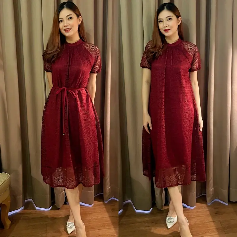 Dress W48 Korean Look Dress Wanita 0