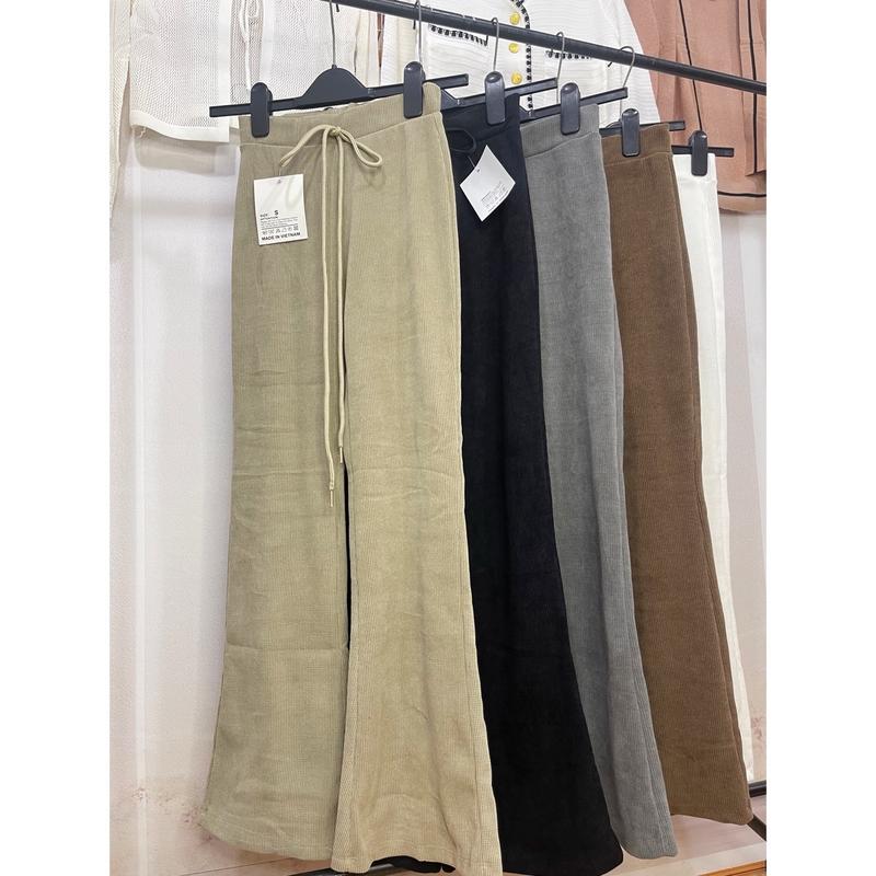 (Dài 99cm)Quần Nhung Ống Loe Nữ  Co Giãn Chất Nhung Tăm Hàn Mềm Nhẹ Ong Voi Pants Women 5