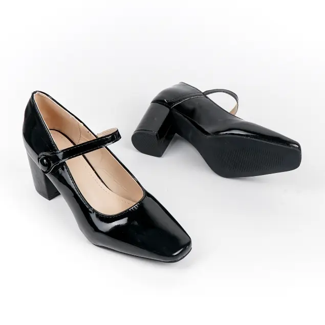 Blow BLJIHE 0023 Fiore Mary Jane Block Heels Wanita Sepatu Hitam Women Shoes 3