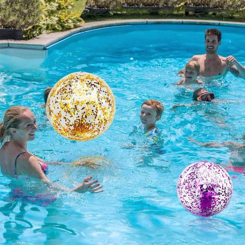 Product Introduction of 40cm Transparent Sequins Beach Ball Thick Material Inflation Balloon Water Float Swimming Pool Playing Water Toy Ball 18