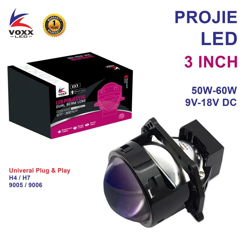 VOXX LED EX1 Projector LED 3 Inch 60W Cut off Blue Lens Laser Lensa Biru  Projie LED 3" Biru Proyektor 0
