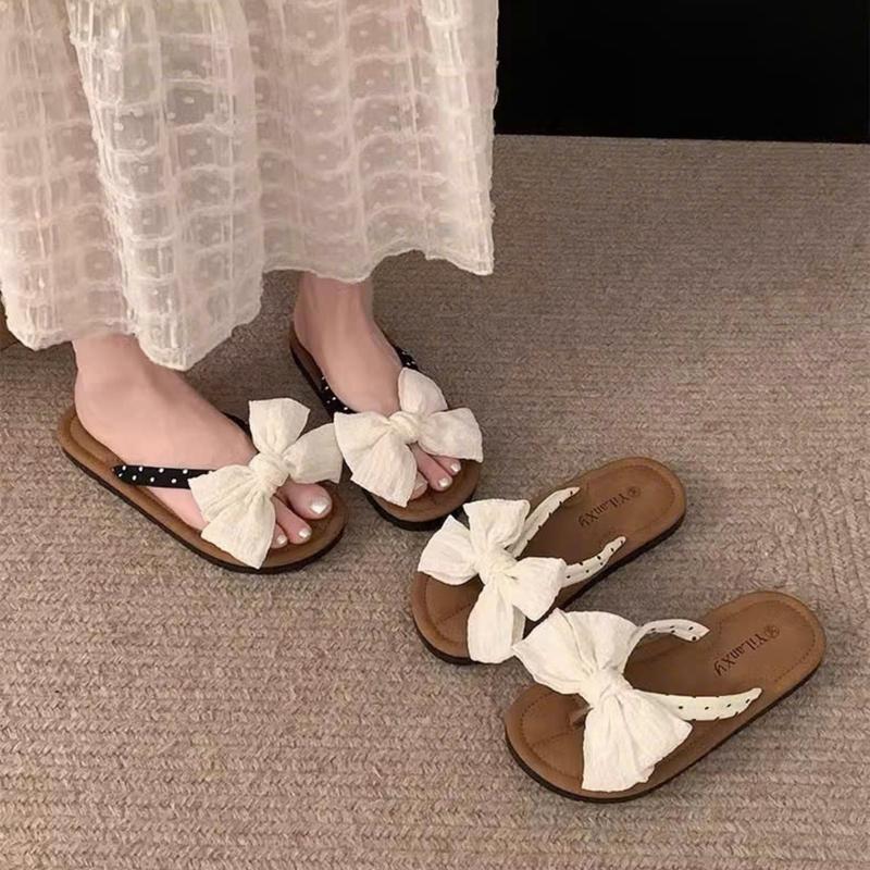 Dép Nữ Xỏ Ngón Đế Phẳng Hình Nơ Đi Hàng Ngày Đi Biển-Dép Kẹp Nữ Dáng Xinh 36-41 4Seasons Shoe.Store