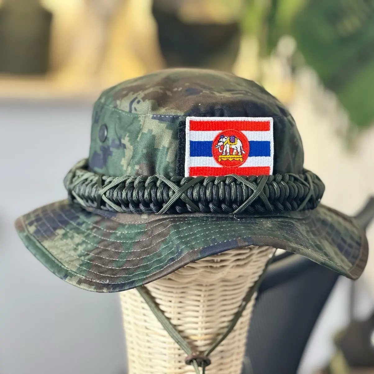 หมวกพราง นย พร้อมโลโก้ถักเชือกพาราคอต่อ