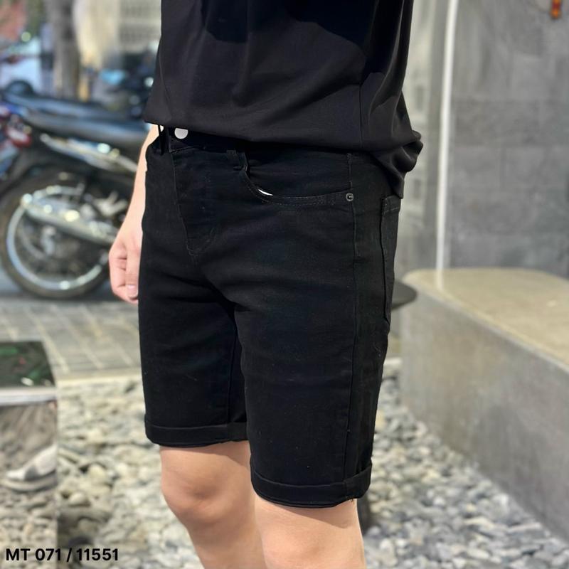 Mã Short Jean Trơn Cao Cấp Trắng- Đen. Menswear Cotton Quần Có Túi  Màu Trắng 2
