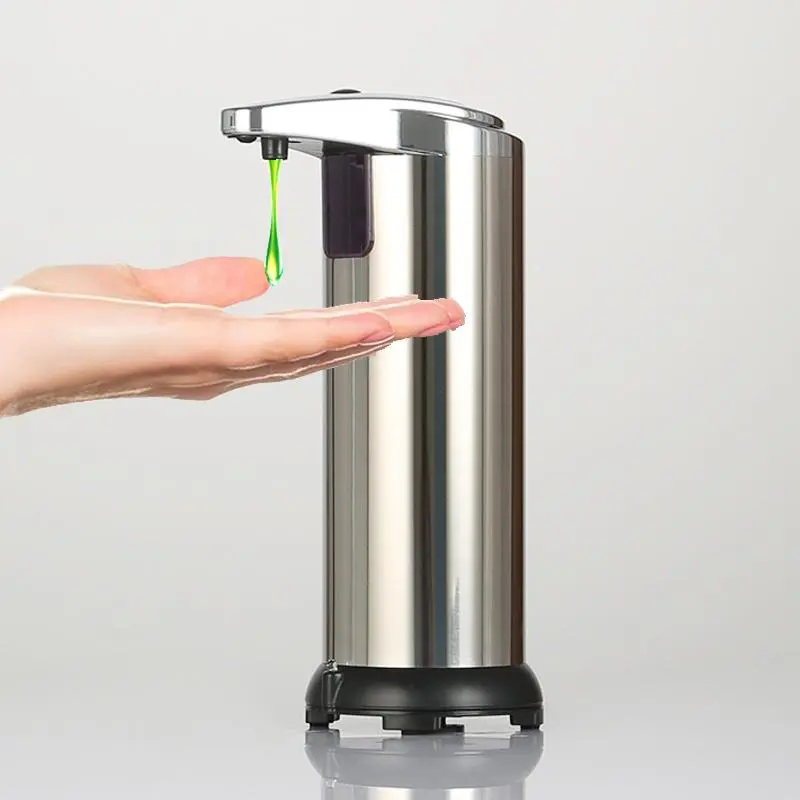 Automatic Soap Dispenser, 1 Count Battery Powered Touchless 3-level Adjustable Hand Sanitizer Dispenser, Stainless Steel Liquid Soap Dispenser for Hospital, Hotel, Kitchen, Bathroom(without Battery), Restroom Home Goods