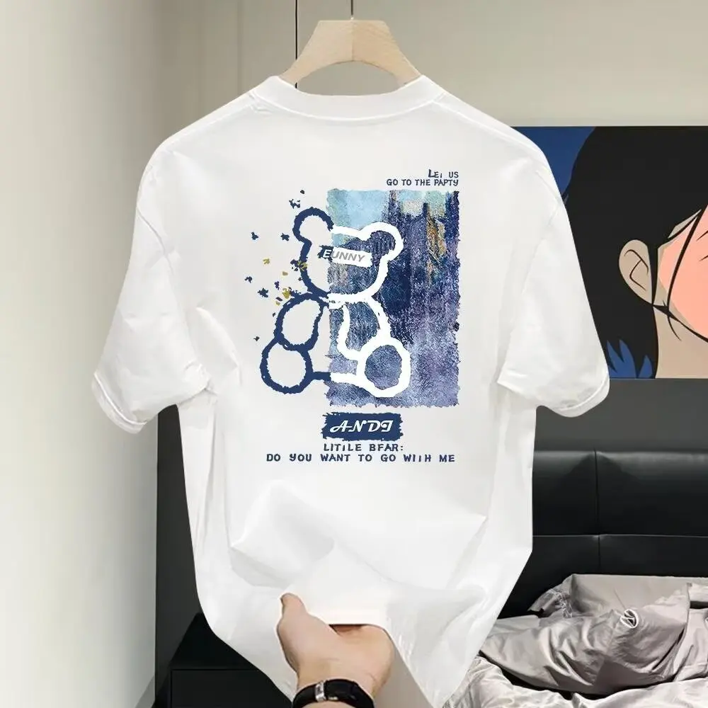 Áo Thun Cotton ngắn Tay Mùa hè, Dành Cho Nam, Phong Cách Thường Ngày Hợp Xu hướng Và Thời Trang, Thiết Kế In Hình, Cổ Tròn, Thích Hợp Cho Thể Thao, Thoáng Khí, 250gsm