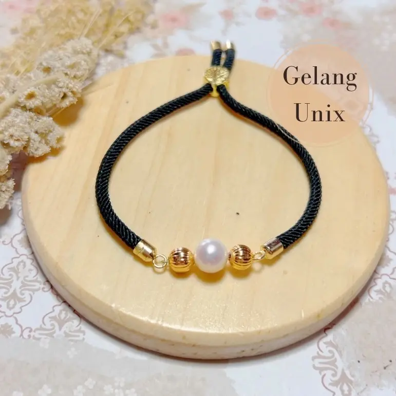 Gelang mutiara air tawar lombok tali serut simpel 0
