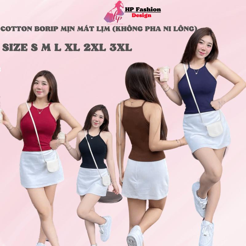   Cotton borip mịn mát  Áo yếm dây ba lỗ trơn basic dáng dài chiết eo ôm body áo kiểu nữ cao cấp không mút có bigsize vải mùa hè thoáng mát tank top HP32 