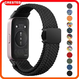 Tali Jam Tangan Sport Strap for Huawei Band 10 9 8 Strap Magnetic Nylon Elastic Braided Replacement Band Wristband Accessoires Smartwatch for Huawei Band 10 9 8 NFC(No Watch)