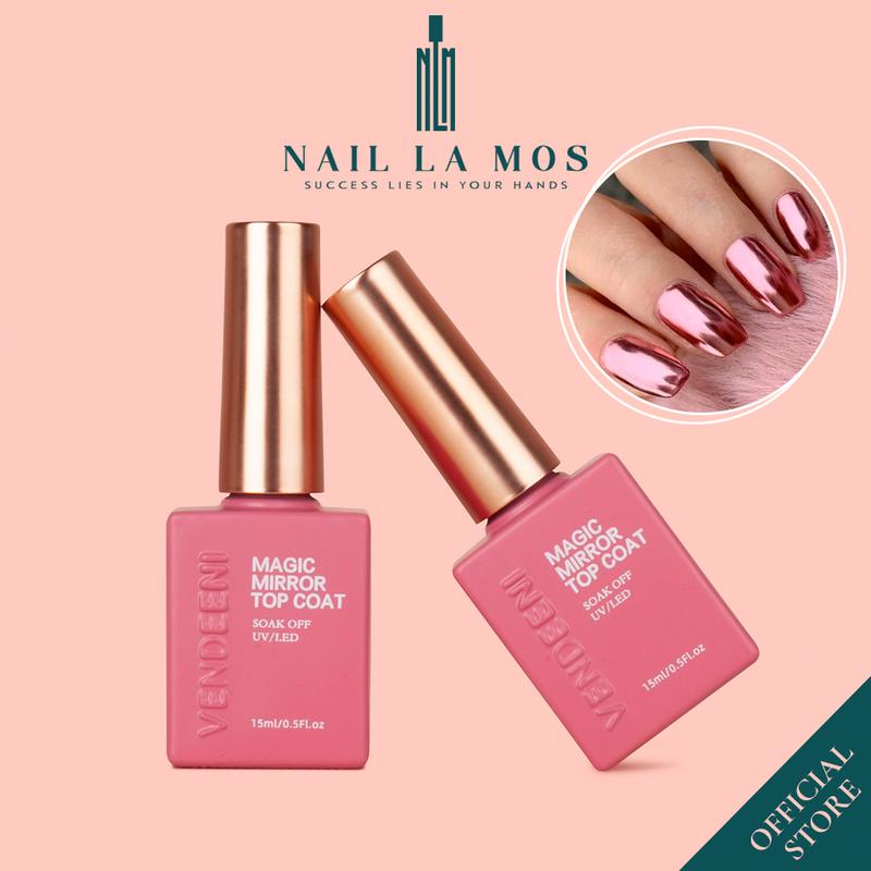 Top bóng chà tráng gương Vendeeni chính hãng 15ml - Sơn gel top coat bám bột tráng gương bền màu móng nail chuyên dụng