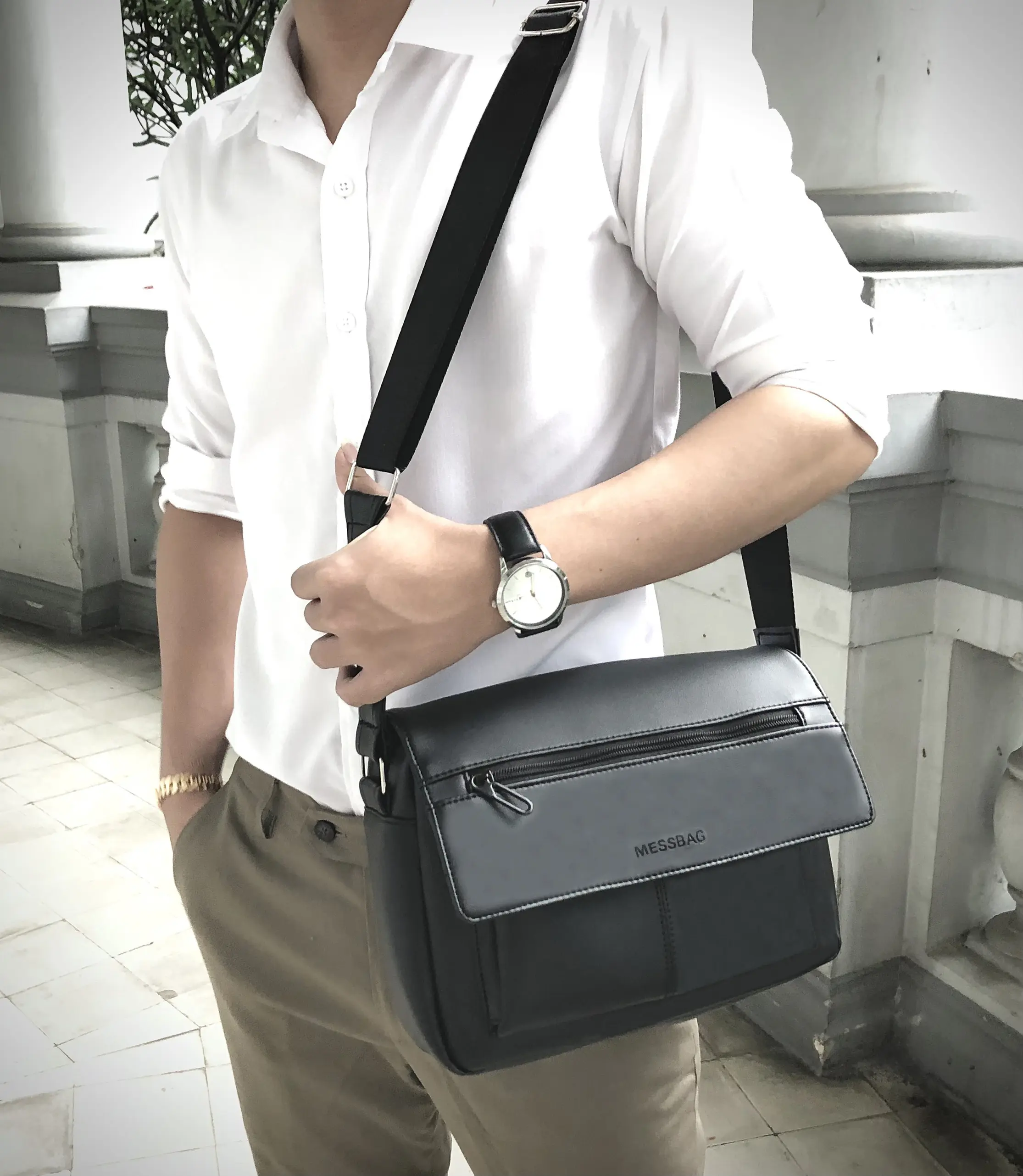Túi đeo chéo UNISEX MESSBAG DA PU style THANH LỊCH Self-Design Five Đeo Vai Nhung