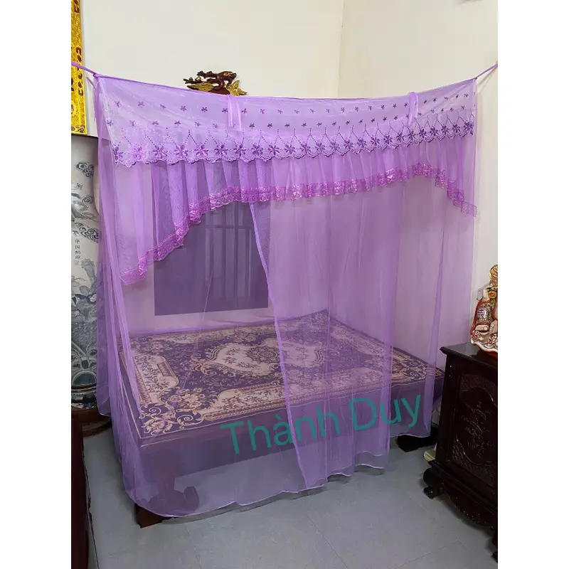 Mùng Ngủ-Màn Ngủ Tuyn Lạnh Thái Diềm Ren Thêu Cung Đình Cao Cấp 2
