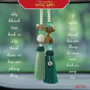 Khánh Treo Xe Gương Xe Ô Tô Hươu Và Hoa Sen Treo Xe Mang Lại May Mắn Nội Thất