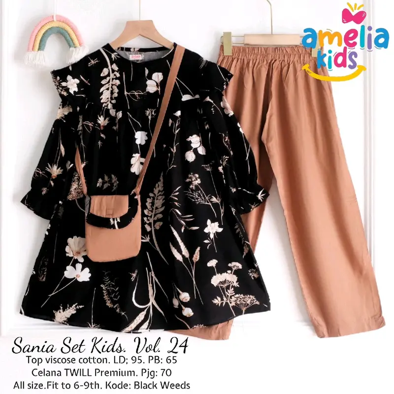 SANIA SET KIDS SETELAN GAMIS ANAK PEREMPUAN UNTUK USIA 6-9 TAHUN FREE POUNCH 3