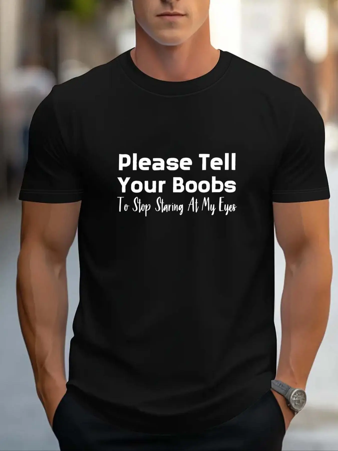 Men's Letter Print Round Neck Tee, Regular Fit Short Sleeve Crew Neck T-Shirt for Summer, Casual Men's Top for Daily Wear