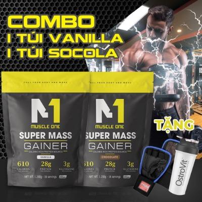 Combo 2 Túi Bột M1 Muscle one Super Mass Gainer 2 túi - 2,4 KG Tặng Bình Lắc