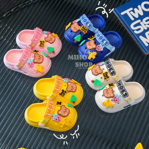 Dép sục gắn sticker gấu goodluck mềm chống trượt cho bé trai bé gái Sandal Dép Sandal
