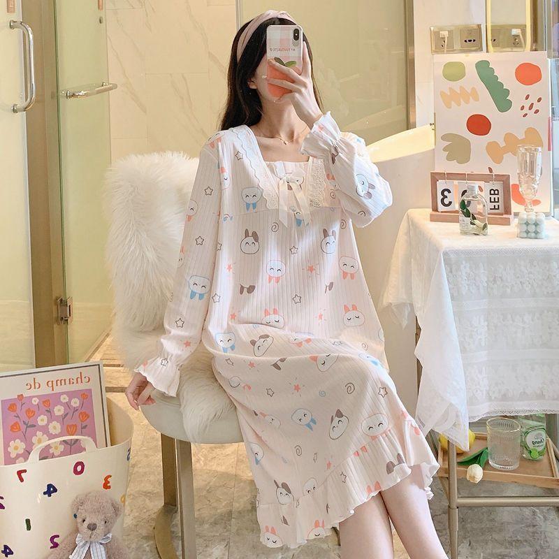 Đồ Ngủ Nữ, Bộ Sưu Tập Thu Đông, Váy Ngủ Dài Tay, Phong Cách Công Chúa Dễ Thương Ngọt Ngào Hàng Mới Về, Thích Hợp Cho Học Sinh Và Phụ Nữ, Mặc Nhà Mùa Thu, 2024 2