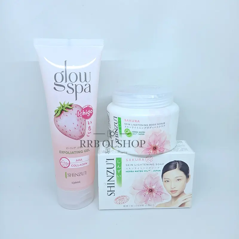 DBS _ PAKET LENGKAP SHINZUI 5 IN 1 - Body Scrub 110GR - Body Lotion 100ML - Facial Foam 80ML - Body Cleanser Refill 180ml - Glow Spa 130 ml 6