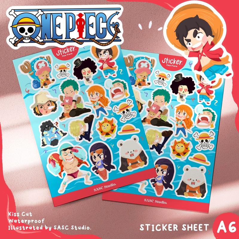 ONE PIECE sticker sheet A6 waterproof, luffy - Shop | Tokopedia