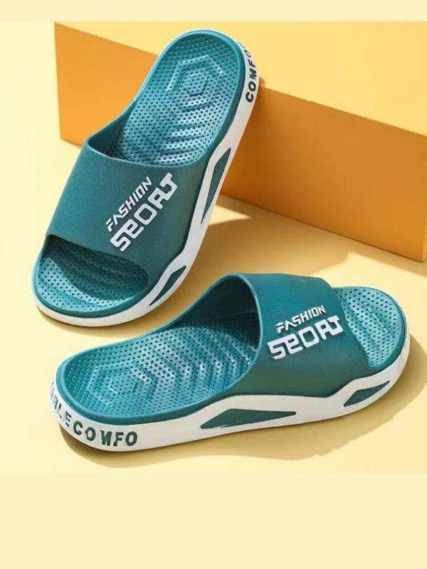 Men's Casual Letterd Print Non-slip Slides, Comfortable Soft Colorblock Slippers for Indoor Outdoor Beach Shower, All-match Commuter Shoes for Work & Daily Wear 6