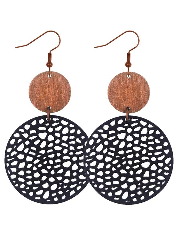 Hollow Out Design Wooden Earrings, Boho Style Jewelry for Women, Vintage Jewelry for Party, Daily Clothing Decor, Trendy All-match & Exquisite Jewelry for Gift 2