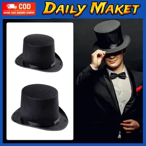 Topi Sulap Tinggi Topi Pesulap Magician Top Hat Anak Dewasa Hitam