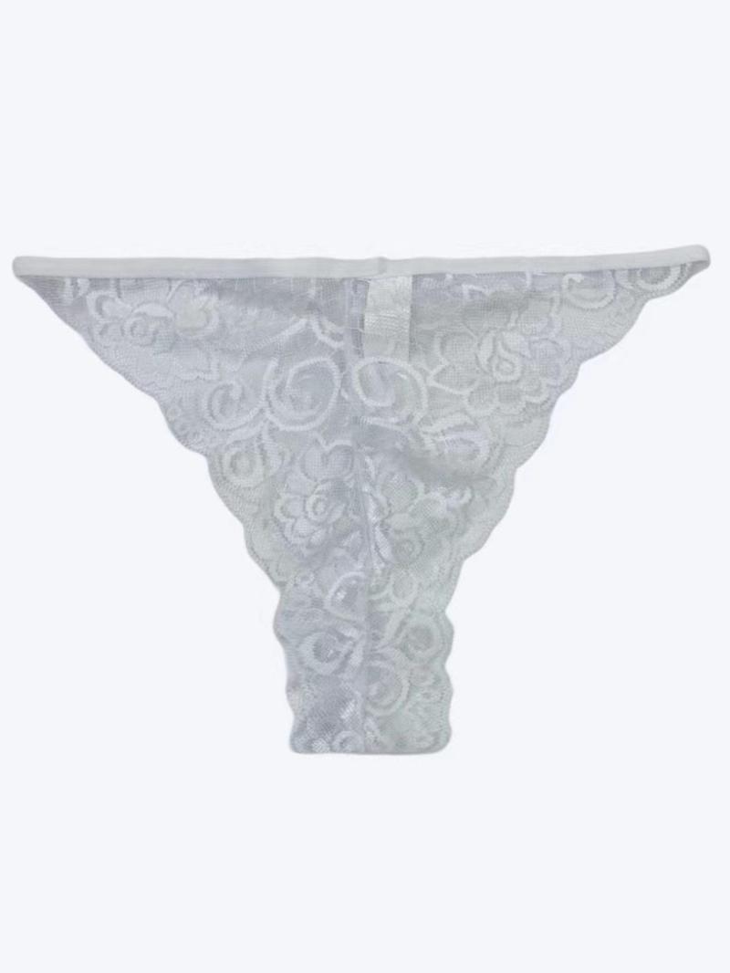 Product Introduction of Men's Floral Lace Sheer Sexy Thong, Breathable Comfortable Scallop Trim Underwear for Daily Wear, Men's Underwear for All Seasons 10