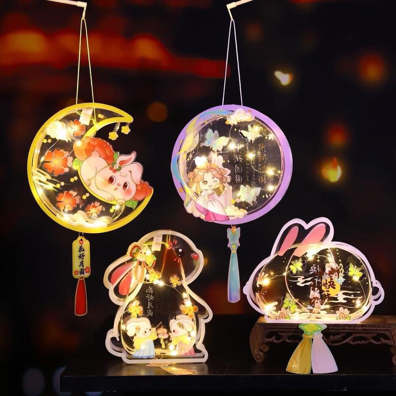 Đèn lồng 2 mảnh trong suốt [TỰ LẮP RÁP] hot 2025, có đèn led 3 chế độ [TẶNG PIN] 20cm