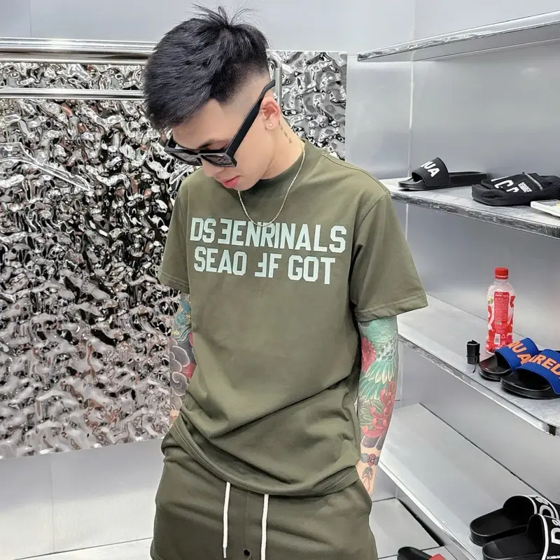 Bộ ÉT SEN Xanh Rêu Chất Vải Cotton 270 Thời trang nam