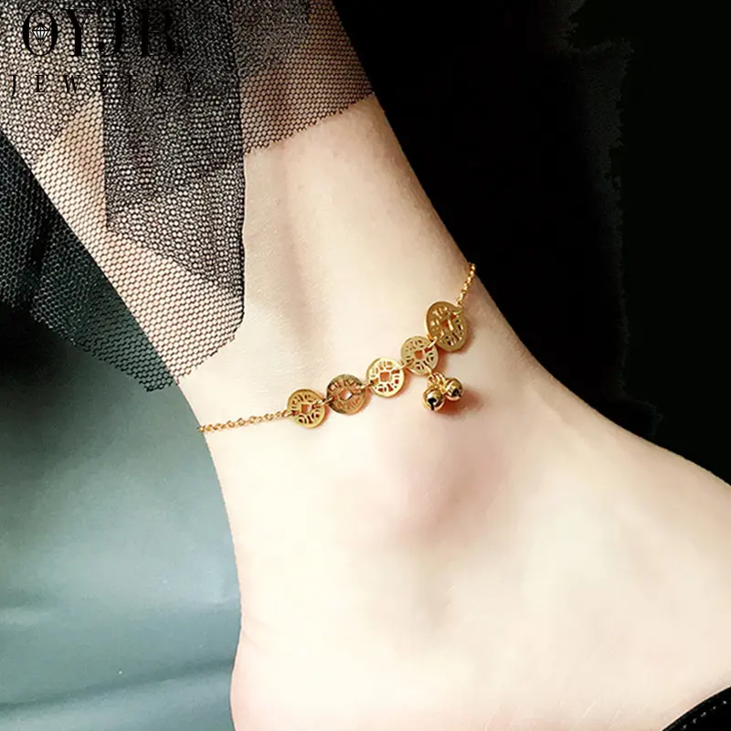 OYJR Vòng chân nữ nhỏ xinh Hình dạng đồng cổ chuông trung quốc style quà sinh nhật 3