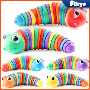 Pikyo Mainan caterpillar fidget ulat Siput slug toys Ulat sensory play mainan ulat bergerak Mainan cacing ulat caterpillar berjalan
