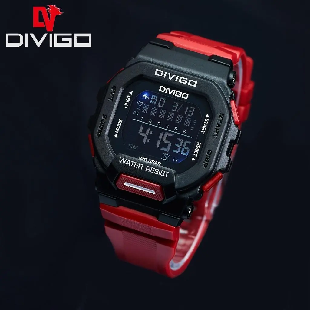 RAJA WATCH Jam Tangan Pria Digital DIVIGO 7209 // Jam Tangan Original Bahan Strap Rubber Water Resist 3ATM