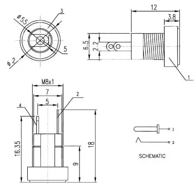 Jack sạc DC-022B chuẩn 5.5mm x 2.1mm (Jack DC Có cao su chống nước) 1
