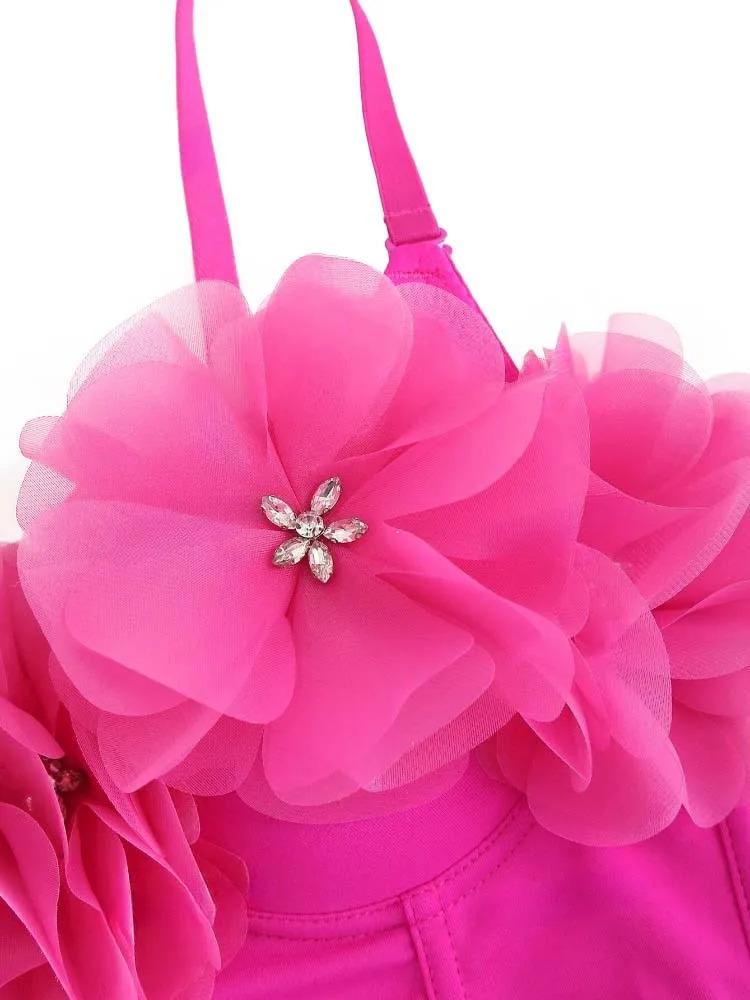 Product Introduction of Triangle Cup Underwire Backless Bra with Rose Red Flower Petals and Diamonds  Bras Outside Fishbone Inner Bralette 9