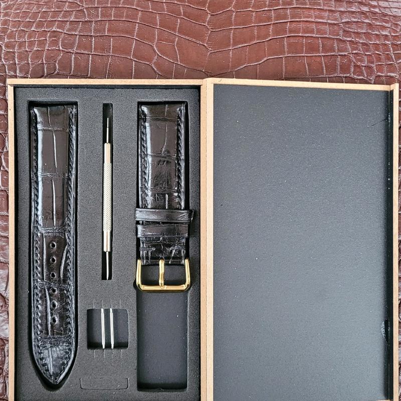 Dây đồng hồ 2 mặt da cá sấu thật khâu tay thủ công