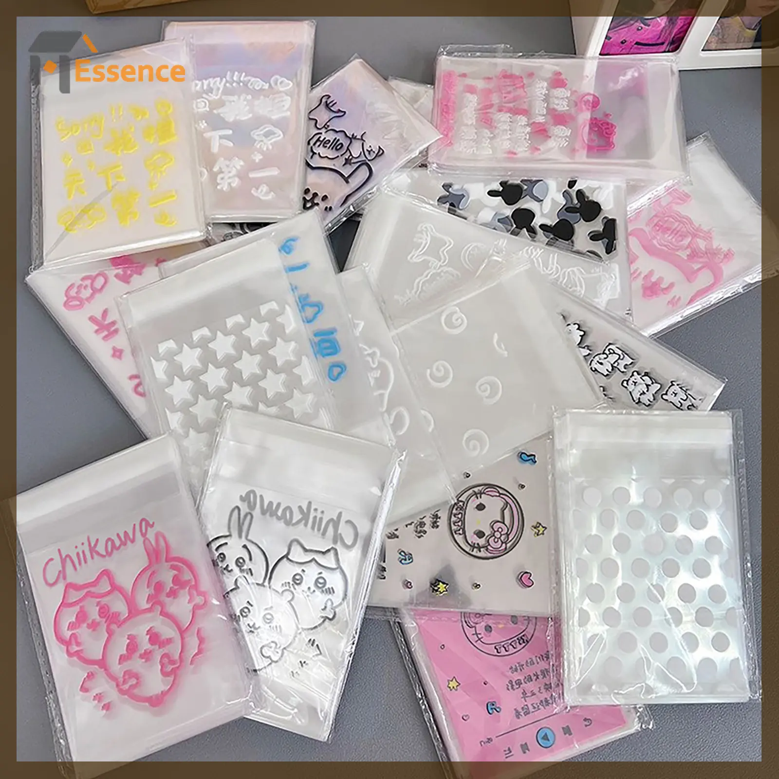 Pelindung Kad Foto INS, 50Pcs, Cetakan Ikatan Simpul Bintang, Pelekat sendiri, Beg Opp, Lengan Kad, Pembungkusan Hadiah, Beg Pengedap Sendiri Supplies