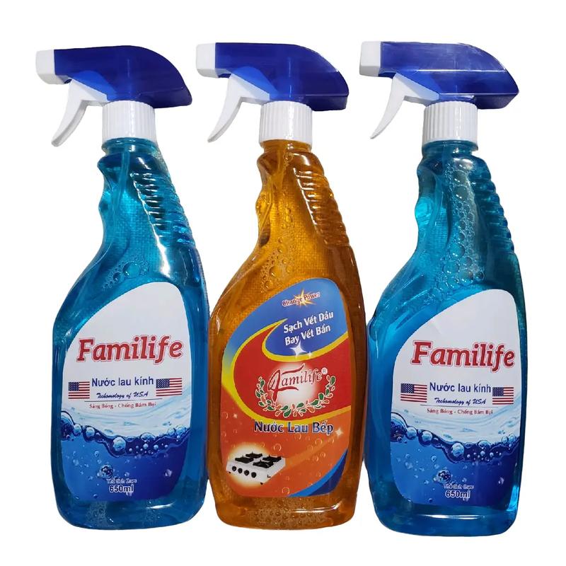 Combo 2 hoặc 3 chai NƯỚC LAU KÍNH & NƯỚC LAU BẾP FAMILIFE Làm Sạch dodung giadung