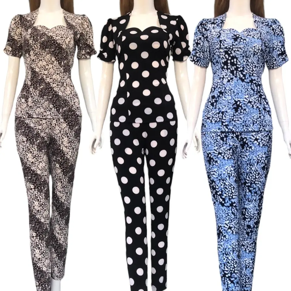 Bộ Nữ Quần Dài Phom Ôm Áo Tay Ngắn Size 45Kg Đến 67Kg Chất Vải Thun Co Giãn Mềm Mịn Mát  Voi- Nhung