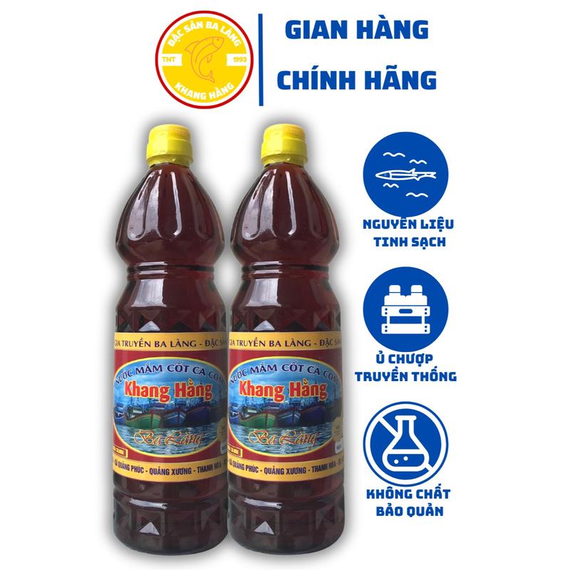 Combo 2 chai (900ml) nước mắm cốt cá cơm Ba Làng (loại ủ 3 năm) Nước Sốt Gia Vị
