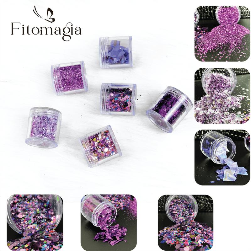 [MJ] Set 6 Hũ Xà Cừ / Kim Tuyến Nhiều Màu - Phụ Kiện Trang Trí Đính Móng Làm Nail Sơn Gel