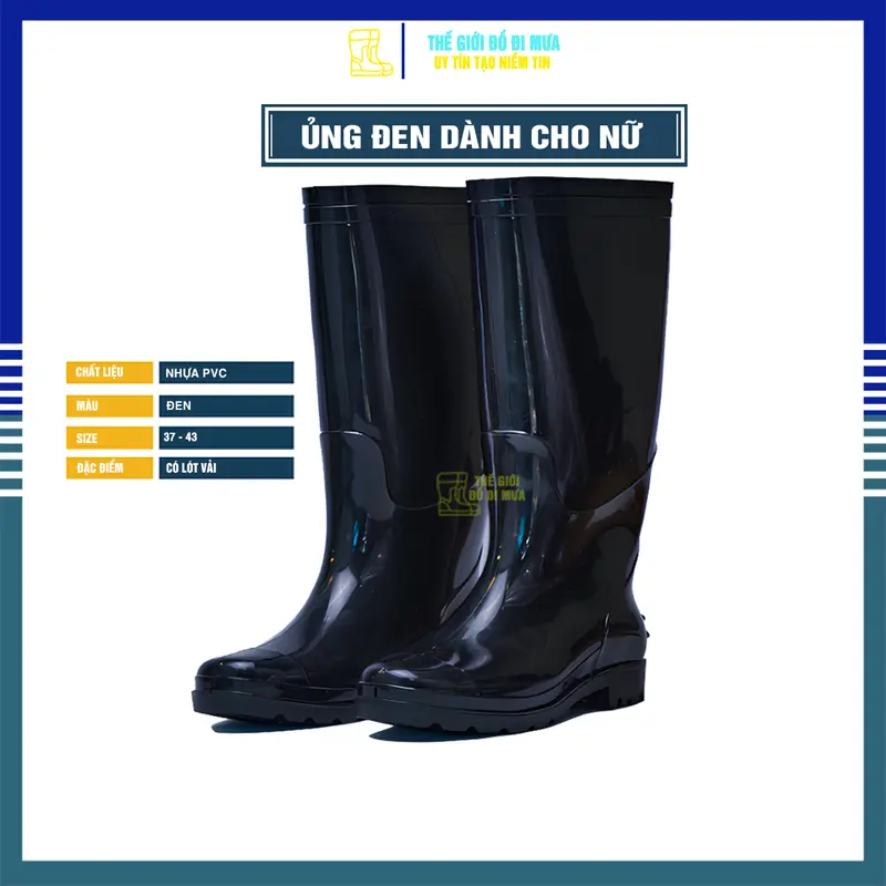 [Ủng Nữ] Ủng Đi Mưa - Ủng Lội Nước, Làm Ruộng Chất Liệu Nhựa PVC Có Lót Vải Bên Trong 0