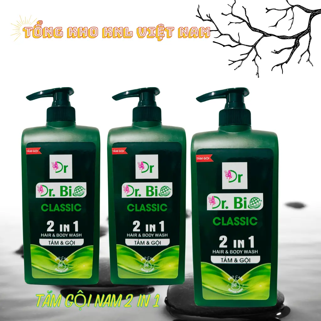 (COMBO 3)Tắm gội nam Dr.Bi 700ml hương nam tính 2 IN 1 cổ điển lịch lãm Dưỡng Thể