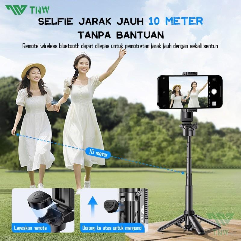 TNW T26 Mini Selfie Stick 3 In 1 Extendable Grip Tripod Portable Tongsis Tripod Bluetooth Remote Control Dan Lampu Foto Video